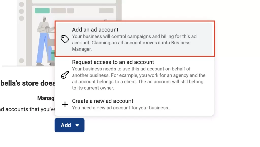 Add an ad account on facebook business manager