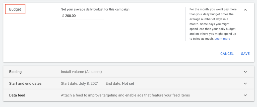 Google Ads Budget Setup